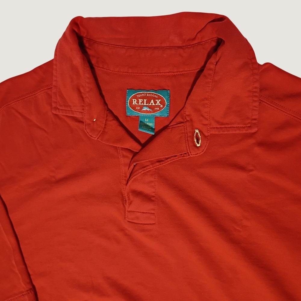 Tommy Bahama Relax Polo Mens Medium Red Pima Cotton Short Sleeve Resort Coastal